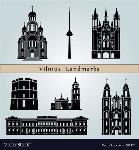 Vilnius Landmarks And Monuments Royalty Free Vector Image