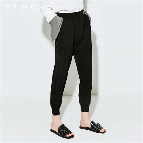 Ving Elastic Waist Pencil Pants 2018 Summer Women Casual Slim Long Trousers Patalon Femmepants