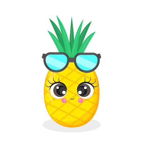 Pineapple Character Cute Summer Illustration Cute Pineapple Sticker