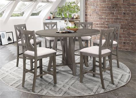 Athens 5 Piece Counter Height Dining Set In Barn Grey Finish By Coaster