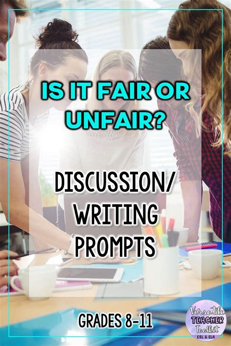 Fair Or Unfair Thematic Conversation And Writing Task Cards For Teens