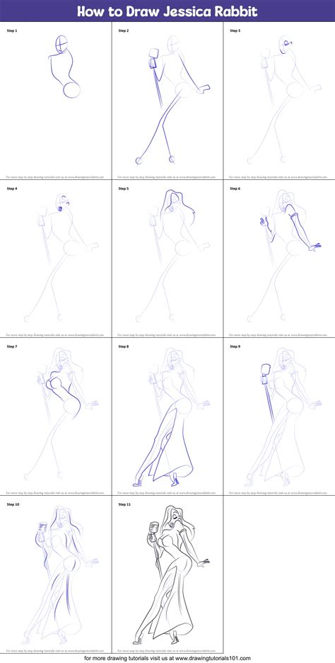 How To Draw Jessica Rabbit Printable Step By Step Drawing Sheet