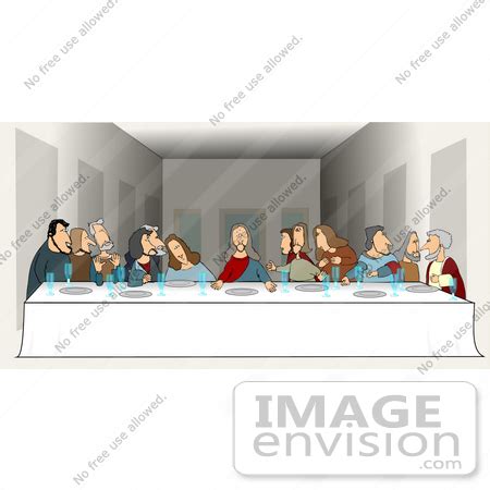 Clipart Of A Sketched Scene Of The Last Supper With Jesus And The