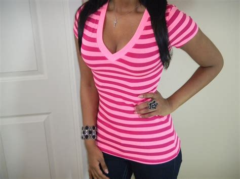 sexy neon pink low cut v neck top