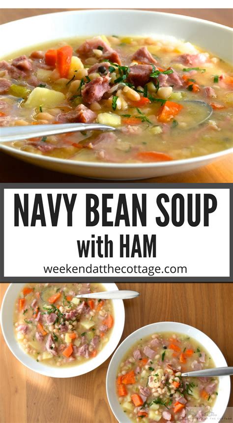 This recipe makes eight to ten servings so make sure you have a large stock pot on hand. Navy Bean Soup With Ham | Recipe | Ham and bean soup, Ham ...