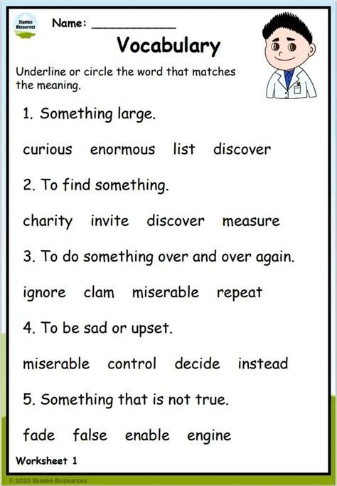 Grade 2 Vocabulary Worksheets Free Printables English Worksheets