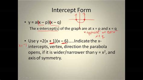Y intercept from vertex form Graphing Quadratics (vertex form and intercept form) - YouTube