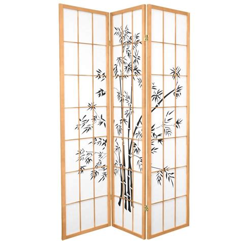 Oriental Furniture 6 Tall Lucky Bamboo Shoji Screen 3 Panels Natural