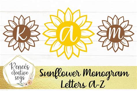 Sunflower Monogram Letters Flower Svg Svg Cutting File