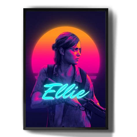 Quadro Decorativo Emoldurado Retro Ellie The Last Of Us Jogo Art Para