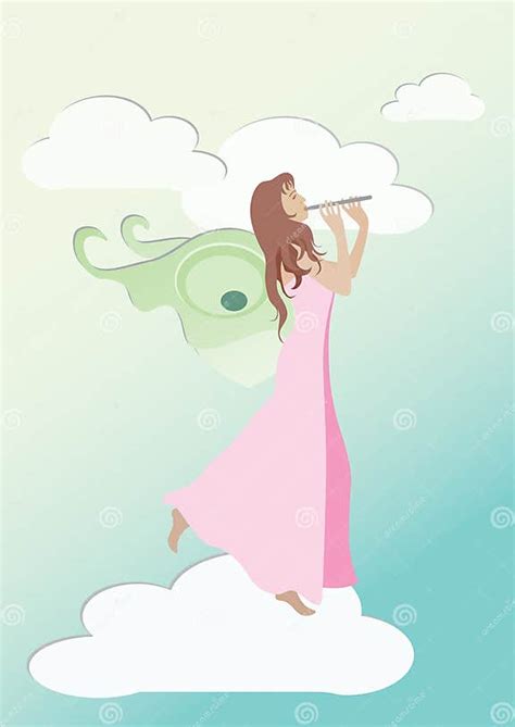 Fairy Playing Flute On The Cloud Stock Vector Illustration Of Color