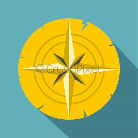 Gold Ancient Compass Icon Flat Style Stock Vector 4003344 Crushpixel
