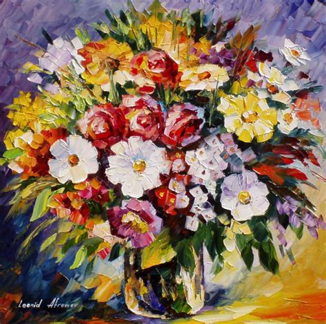 T Flowers— Palette Knife Oil Painting On Canvas By