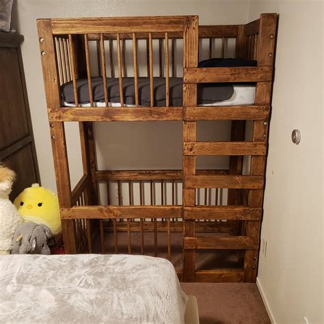We are building crib mattress (toddler bed) bunk beds to go in. I built a bunk bed crib that hopefully breaks my children ...