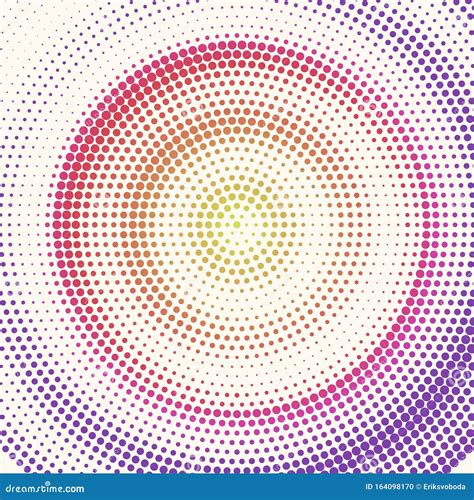 Radial Halftone Pattern From Colored Dots Retro Colors On Halftone
