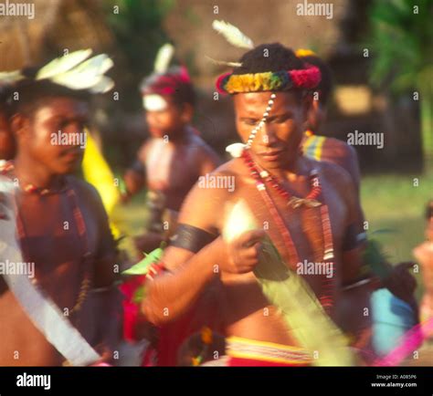 Yam Festival Dancers Kiriwina Trobriand Islands Papua New Guinea Stock