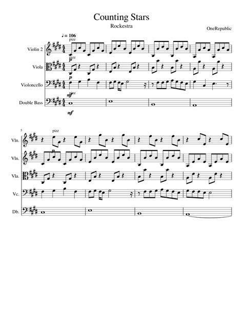 Counting Stars Sheet Music For Violin Viola Cello Contrabass