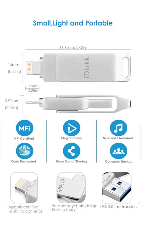 Idiskk Apple Certified 128gb Photo Stick For Iphone Usb Flash Drive