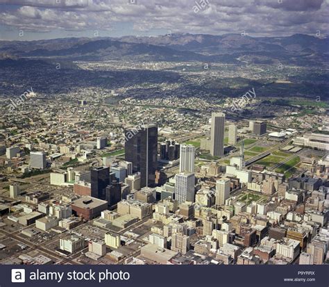 Download This Stock Image 1970s Aerial View Downtown Skyline Los