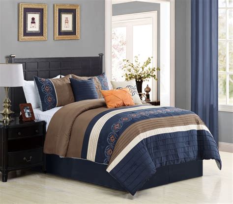 7 Piece Hester Navytaupe Comforter Set
