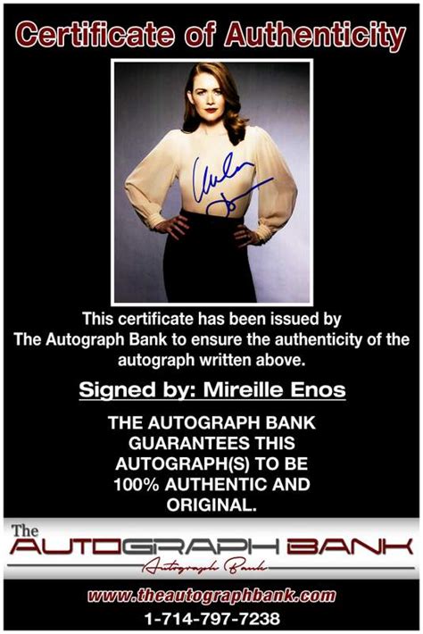 Mireille Enos Signed Authentic 8x10free Shipthe Autograph Bank