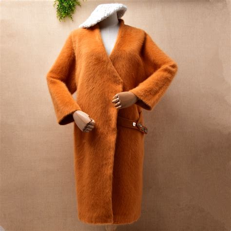 12kg Female Women Winter Thick Warm Mink Cashmere Knitted Three Quarter Sleeves V Neck Loose