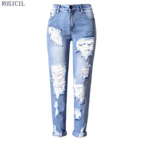 Rosicil Jeans For Women New Fashion Summer Style Women Jeans Loose Holes Denim Harem Pants