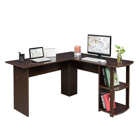 Ktaxon L Shaped Computer Desk Wood Office Corner Laptop Study Table 2