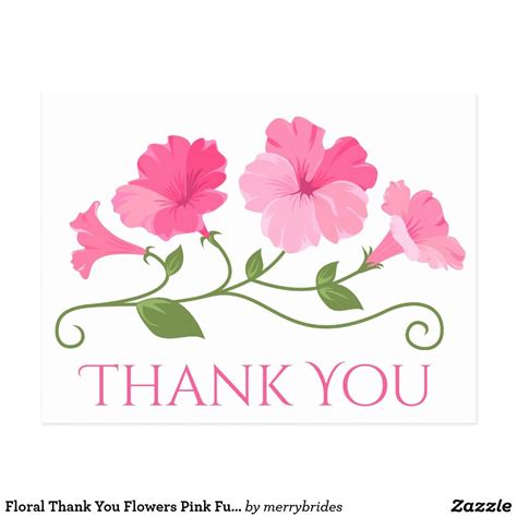 Floral Thank You Flowers Pink Fuchsia White Postcard Thank You