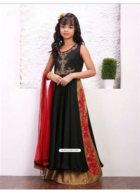 Buy Glossy Black Taffera Silk Dress Indowestern Dresses