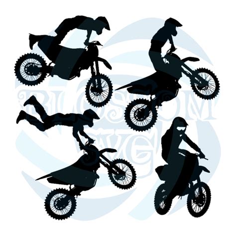 Set Silhouettes Motocross Rider On Motorcycle Svg Vehicle Svg