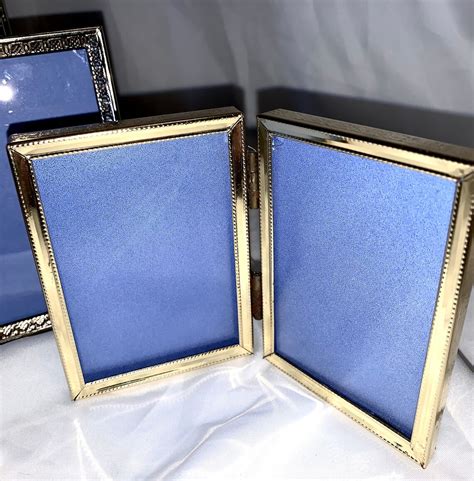 Set Of Vintage Photo Frames Gold Metal Frame Set Tabletop Etsy