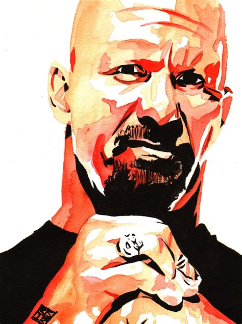 Stone Cold Steve Austin L Ink And Watercolor On 9 X 12 Watercolor