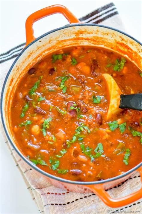 Easy Vegetarian Three Beans Chili With Chickpeas Recipe ChefDeHome Com