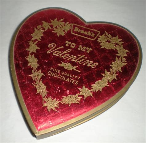 Items Similar To Vintage Valentine Red Heart Shaped Candy Box Brachs