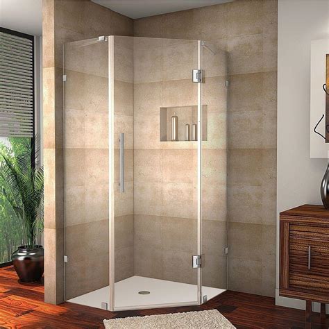 Aston Neoscape 38 In X 72 In Frameless Neo Angle Shower Enclosure In Chrome With Self Closing