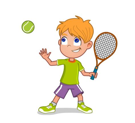 Royalty Free Cute Little Tennis Boy Clip Art Vector Images