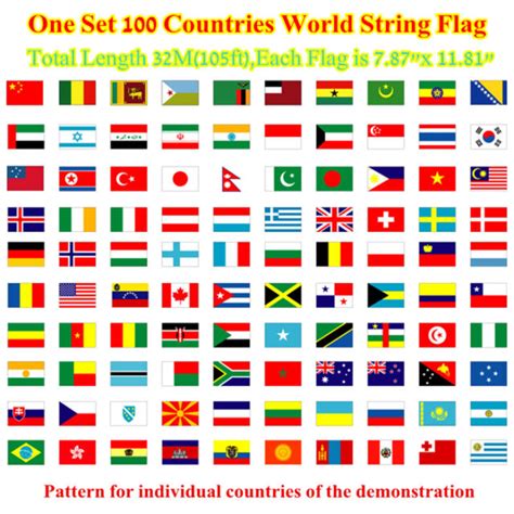 One Set 100 Countries World String Flag 32m105ft Each Flag Is 787x