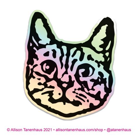 Rainbow Tabby Cat Sticker Vinyl Kitty Sticker Cat Laptop Sticker Cat