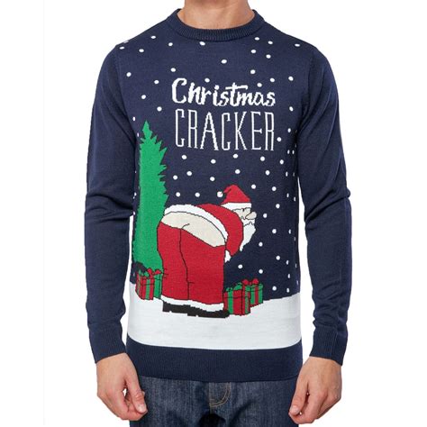 Mens Christmas Crew Jumper Festive Santa Funny Rude Joke Novelty Xmas Sweater Ebay