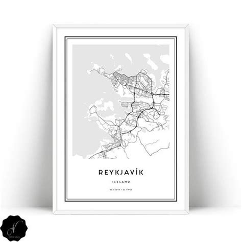Reykjavik Map Printable Wall Art Downloadable Map Of Etsy Map Wall