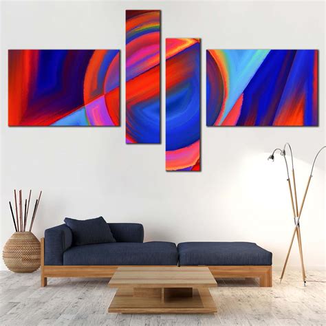 Abstract Composition Canvas Wall Art Blue Red Circular Shapes Canvas
