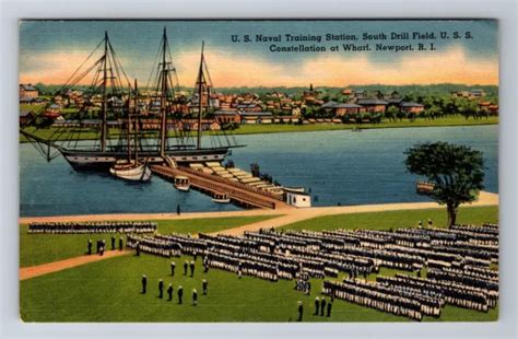 Newport Ri Rhode Island Us Naval Training Station Ship Vintage
