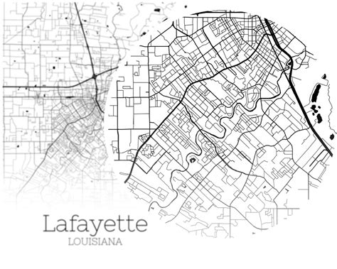 Mapa De Lafayette Descarga Instante Lafayette Louisiana City Etsy