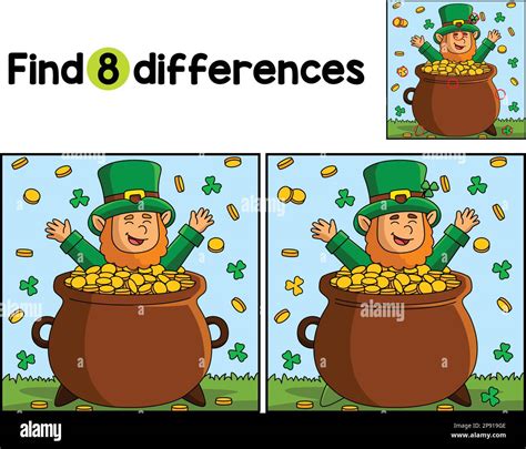 St Patricks Day Leprechaun Find The Differences Stock Vector Image