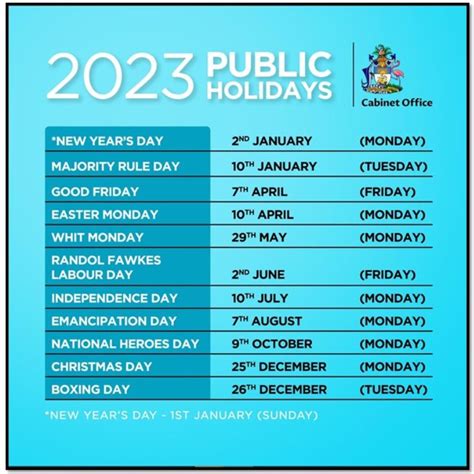 2023 Bahamas Public Holidays Bahamas Hotel Tourism Association