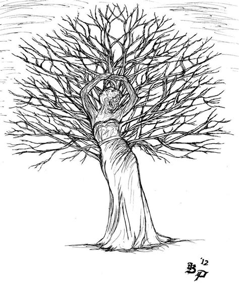 Tree Woman By Daevilmagiciano On Deviantart Tree Coloring Page