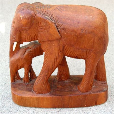 Vintage Wood Carving Elephants African Animal By Retrosideshow 3600