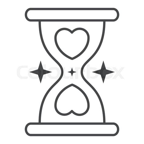 Hourglass With Heart Thin Line Icon Stock Vector Colourbox