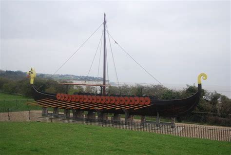 Viking Boat On Permanent Display On The Cliff Top At Pegwell Bay Is A Replica Of A Viking Ship